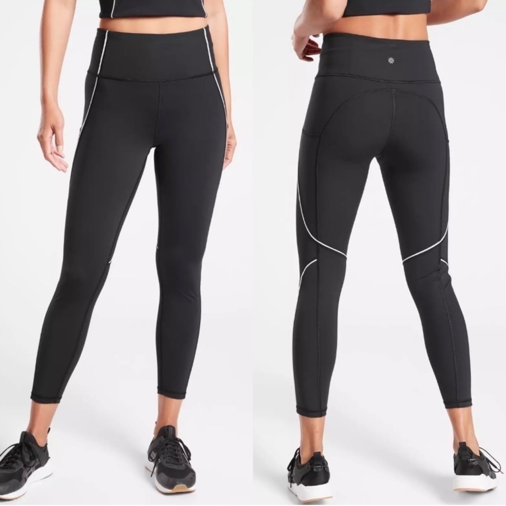 Athleta Womens Tailwind 7/8 Tights Leggings Black Size Small Workout Running